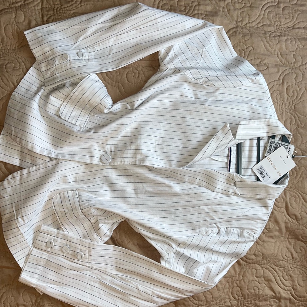 White Striped Button-Up Shirt